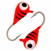 Капля с ушком d 3,0 мм, вес 0,44 гр, обмазка  малек, красная с черными полосками /10 шт/